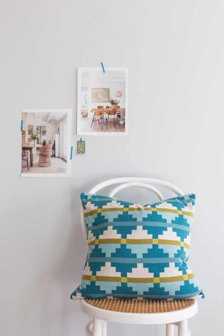 Alf Pillow-Cover Blue, soft jacquard knitted cotton