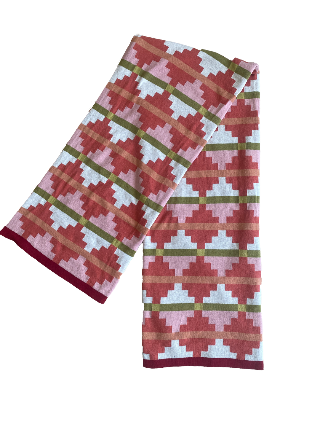 Alf Blanket Red, soft jacquard knitted cotton