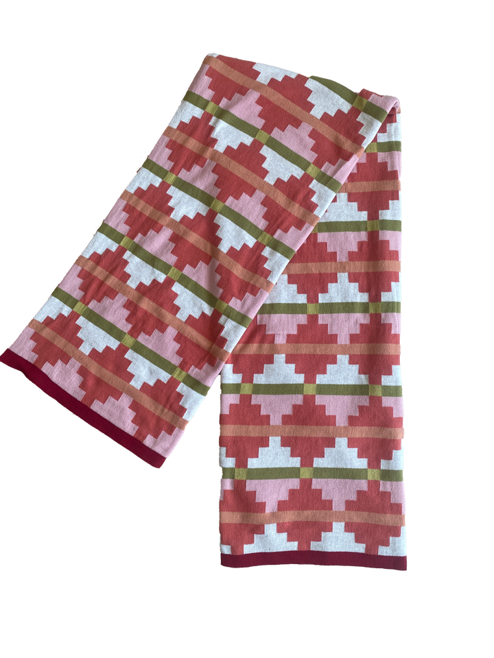 Alf Blanket Red, soft jacquard knitted cotton