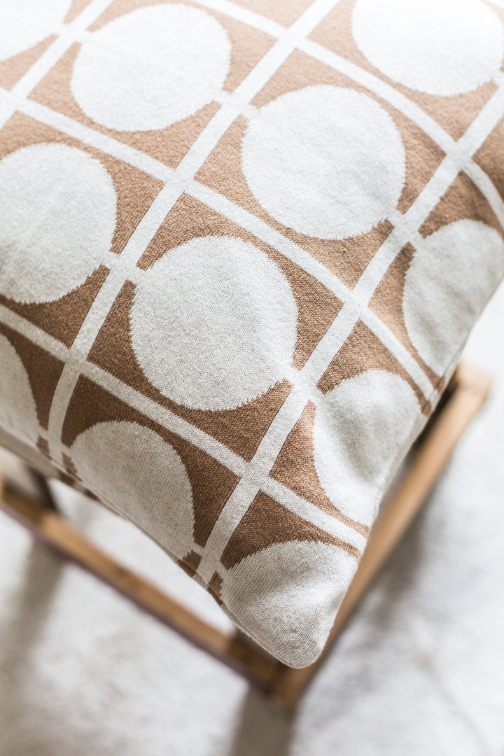 Don Pillow-Cover Brown, Soft Jacquard Cotton Knit