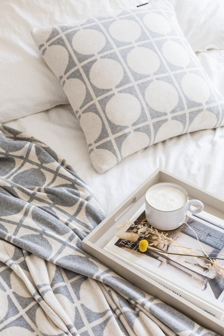 Don Blanket Grey, Soft Jacquard Knitted Cotton