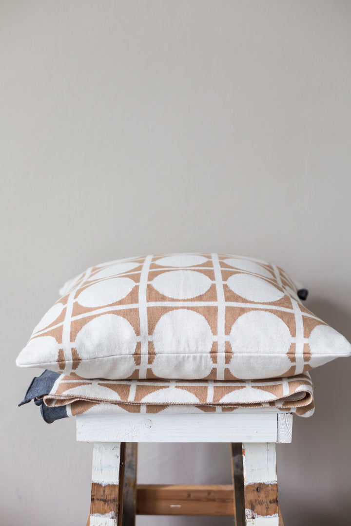 Don Pillow-Cover Brown, Soft Jacquard Cotton Knit