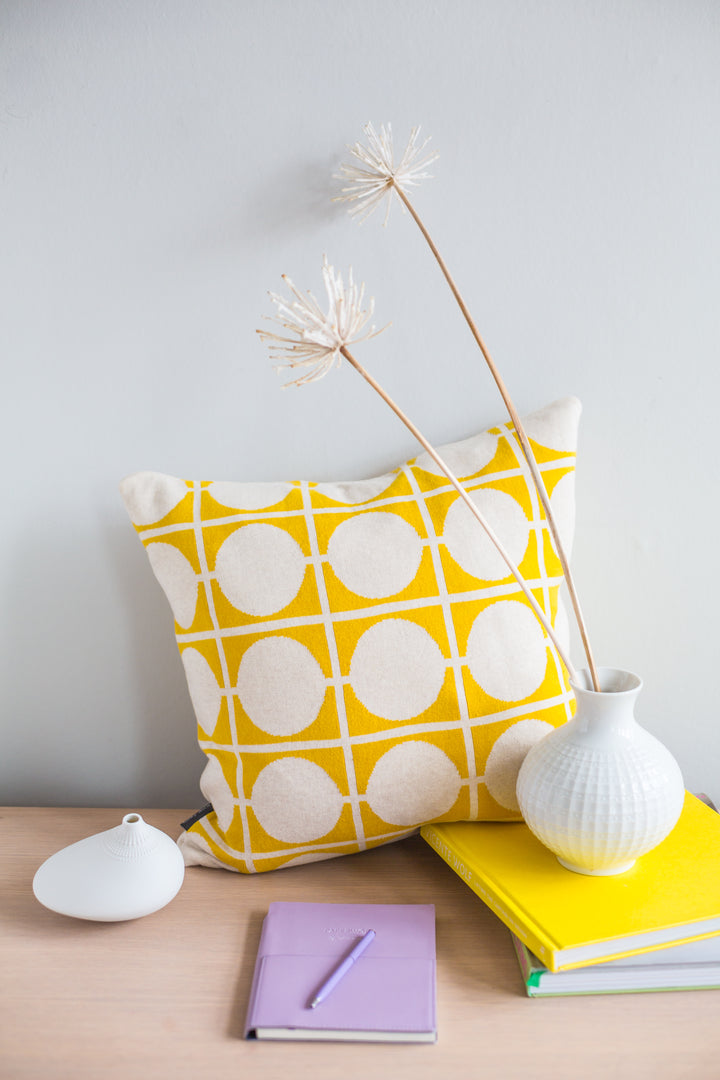 Don Pillow-Cover Yellow,  Soft Jacquard Cotton Knit