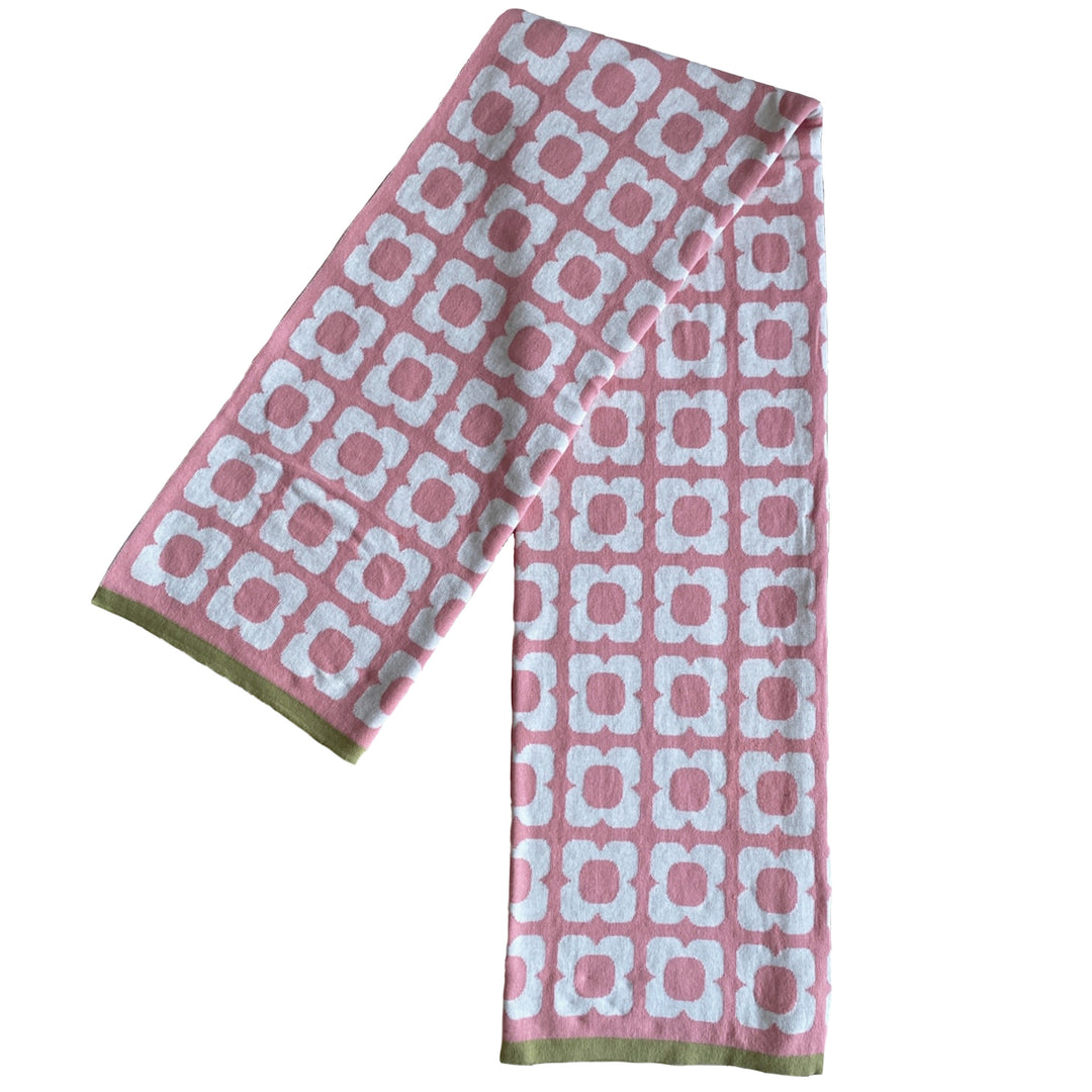 Doris Pink Jacquard Throw – Soft Brushed Cotton
