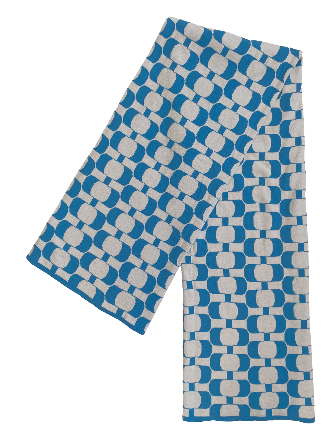 Edith Blanket Blue, Soft Jacquard Knitted Cotton