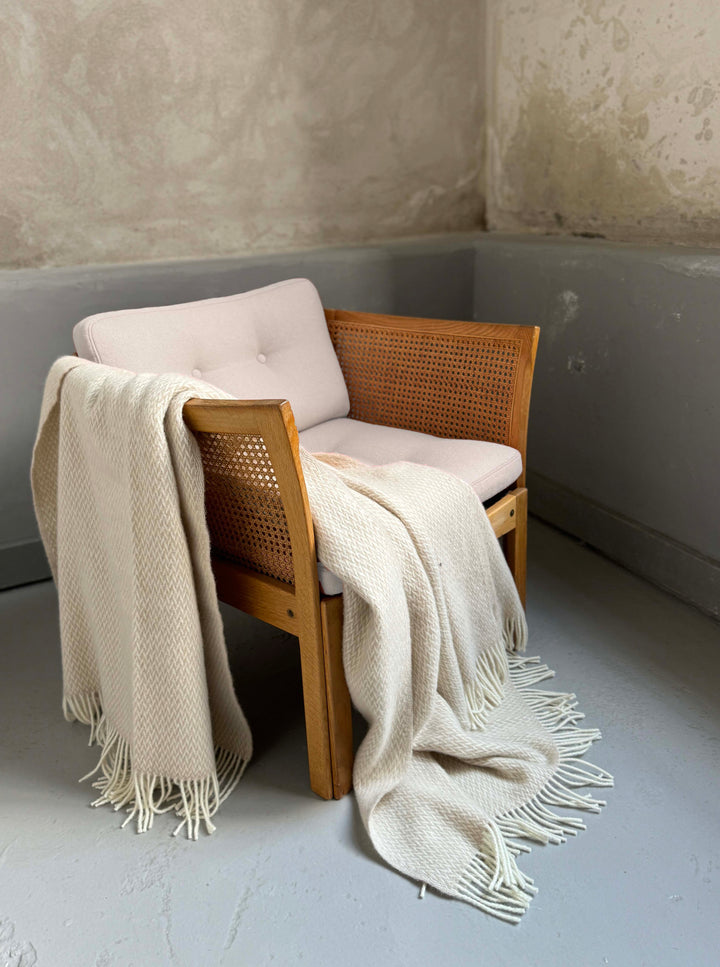 Fanny Wool Blanket Cream, Soft Lightweight Pure Norwegian Wool Blanket