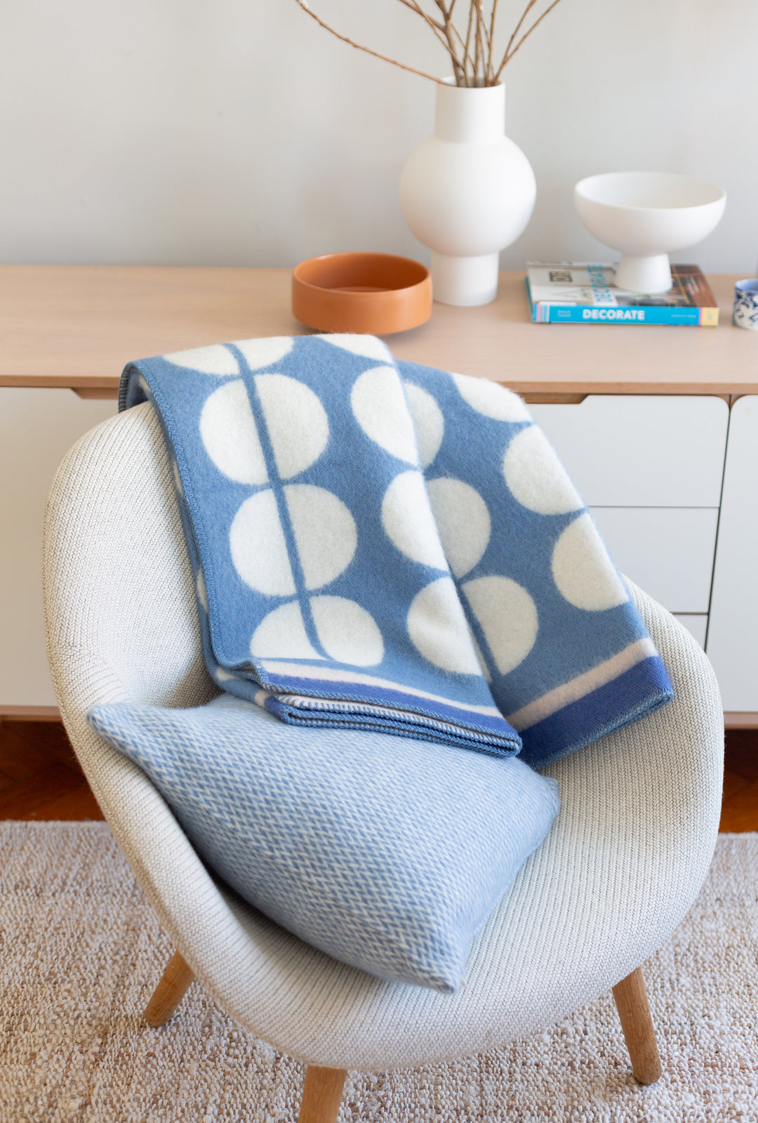 Fanny Wool Pillow-Cover Blue