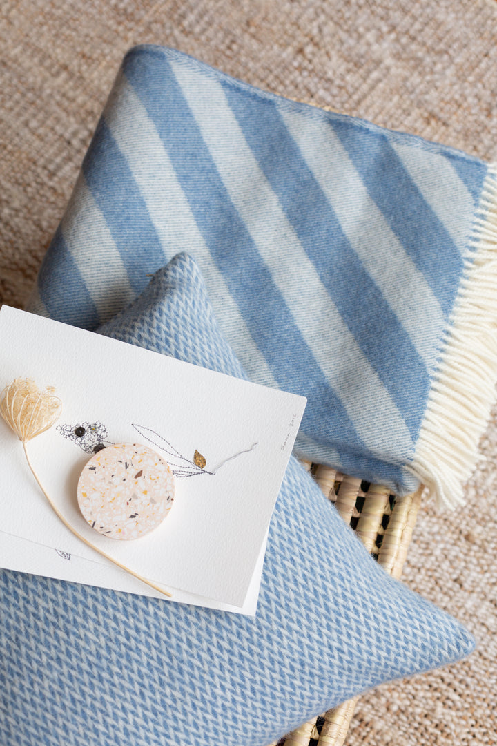 Filip Blue Soft Lightweight Pure Norwegian Wool Blanket