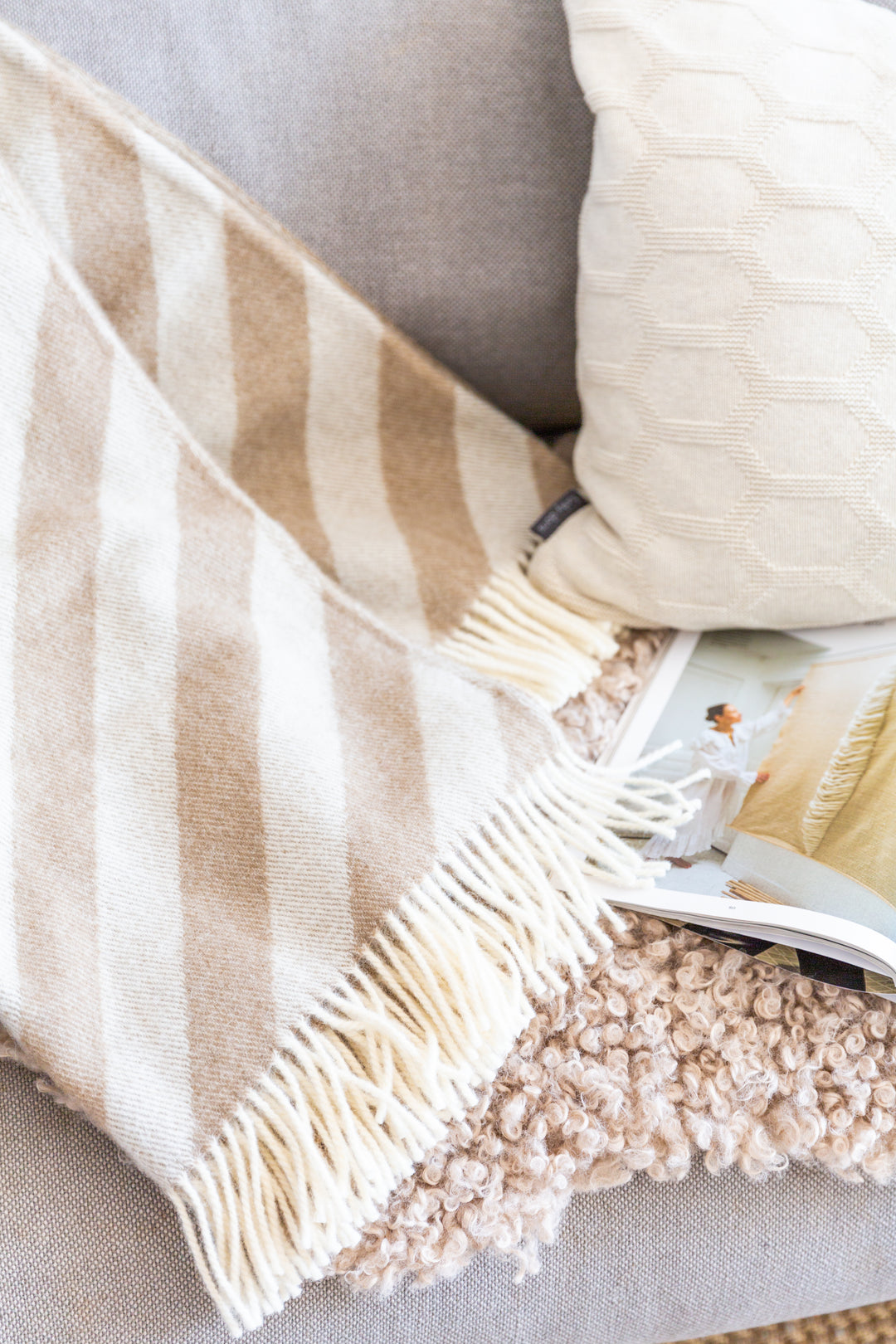 Filip Blanket Beige Soft Lightweight Norwegian Wool Blanket