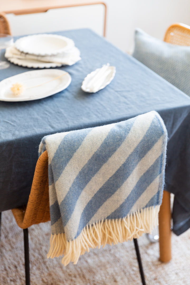Filip Blue Soft Lightweight Pure Norwegian Wool Blanket