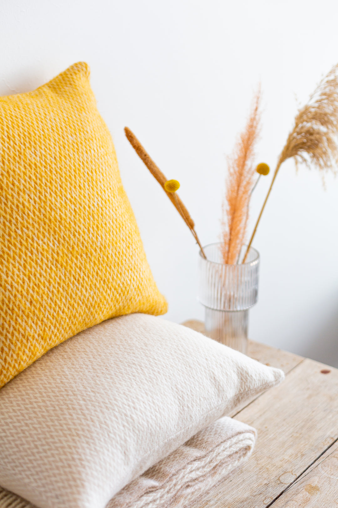 Fanny Wool Pillow-Cover Yellow