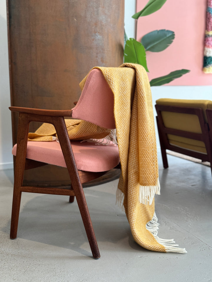 Fanny Wool Blanket Yellow, Lightweight Pure Norwegian Wool