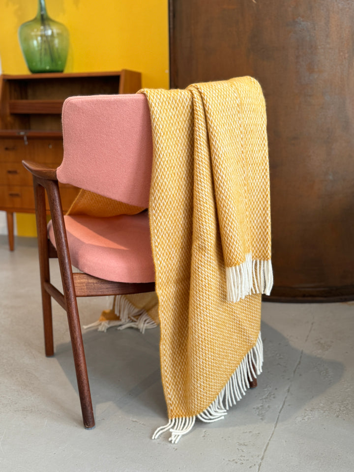 Fanny Wool Blanket Yellow, Lightweight Pure Norwegian Wool