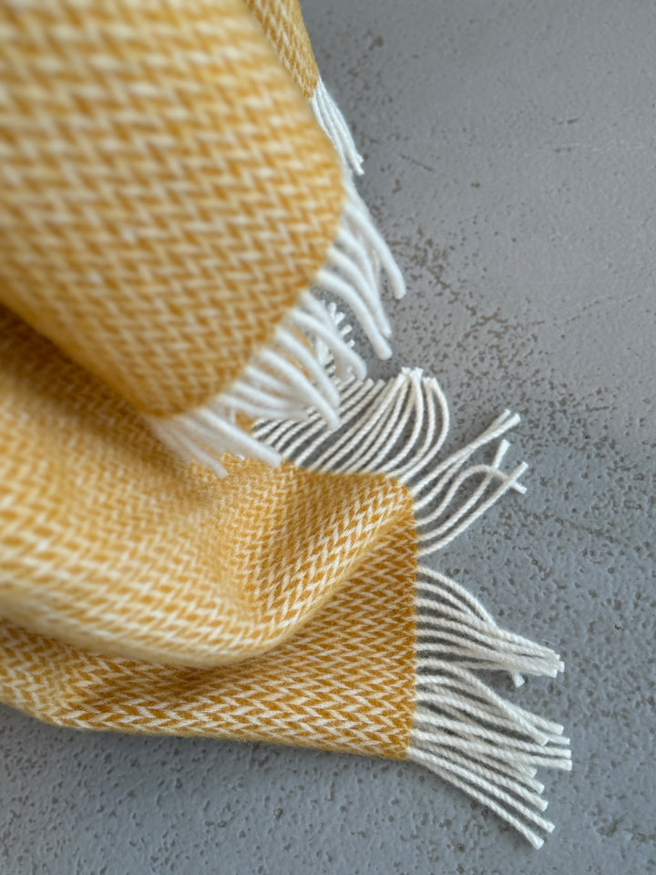 Fanny Wool Blanket Yellow, Lightweight Pure Norwegian Wool