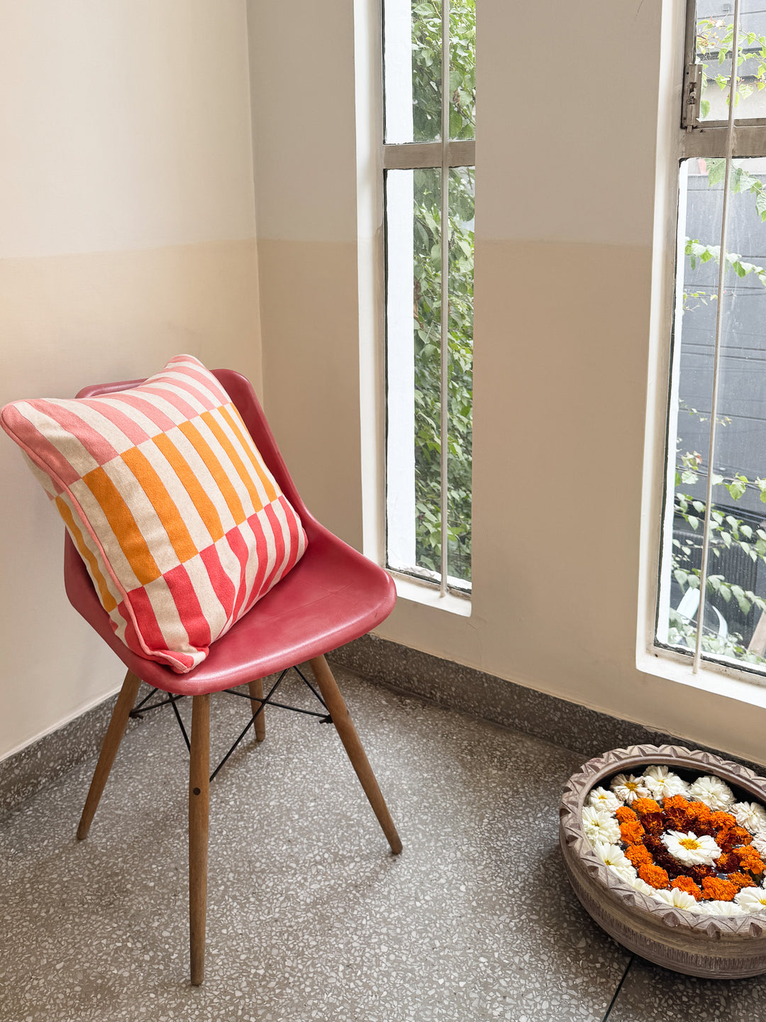 Mojo Pillow-Cover Pink,  Soft Jacquard Knitted Cotton. Available April 1.st