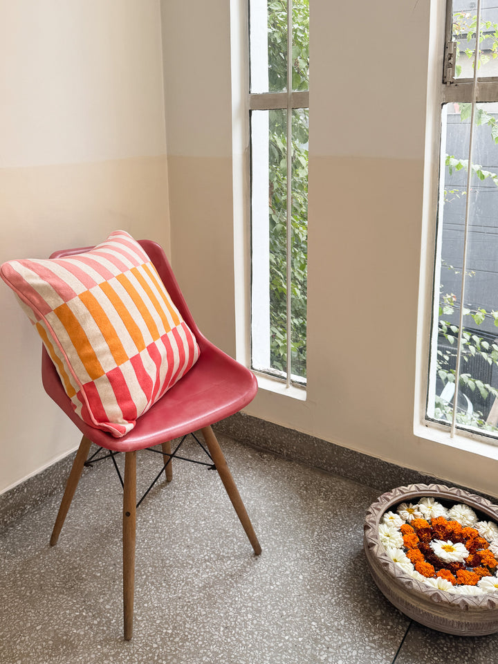 Mojo Pillow-Cover Pink,  Soft Jacquard Knitted Cotton. Available April 1.st