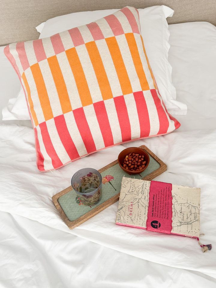 Mojo Pillow-Cover Pink,  Soft Jacquard Knitted Cotton. Available April 1.st