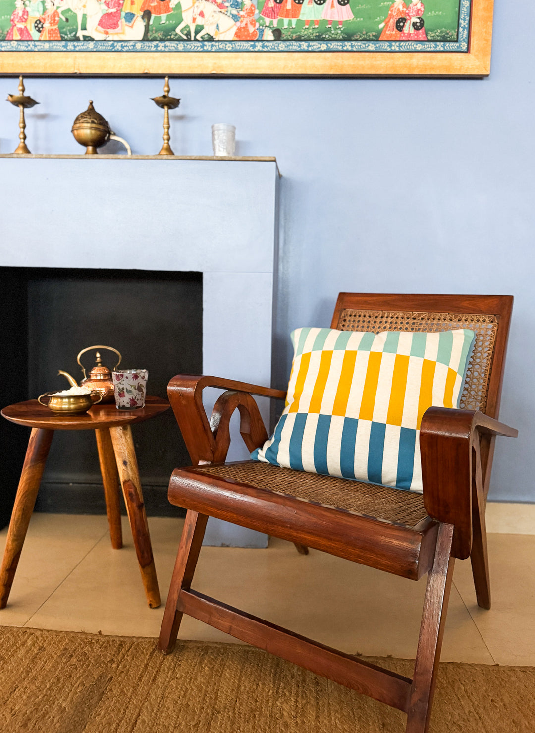 Mojo Pillow-cover Blue, Soft Jacquard Knitted Cotton. Available April 1.st