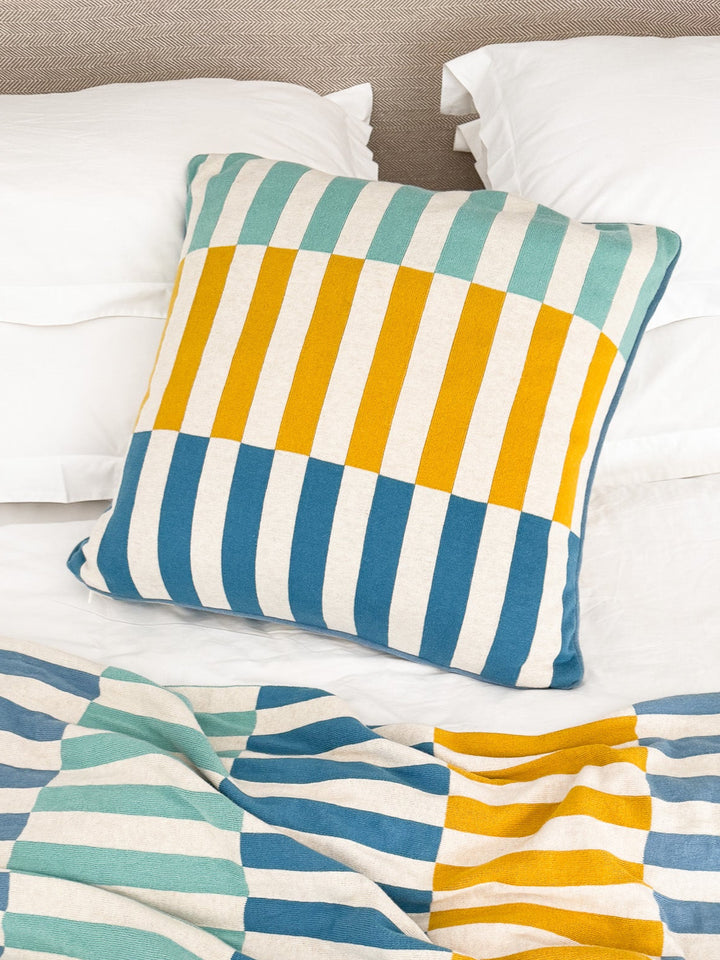 Mojo Pillow-cover Blue, Soft Jacquard Knitted Cotton. Available April 1.st