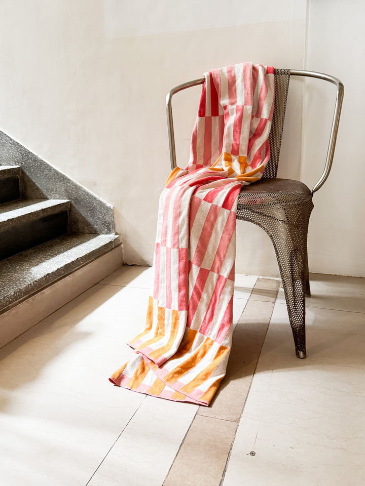 Mojo Blanket Pink, Soft Jacquard Knitted Cotton. Available April 1.st