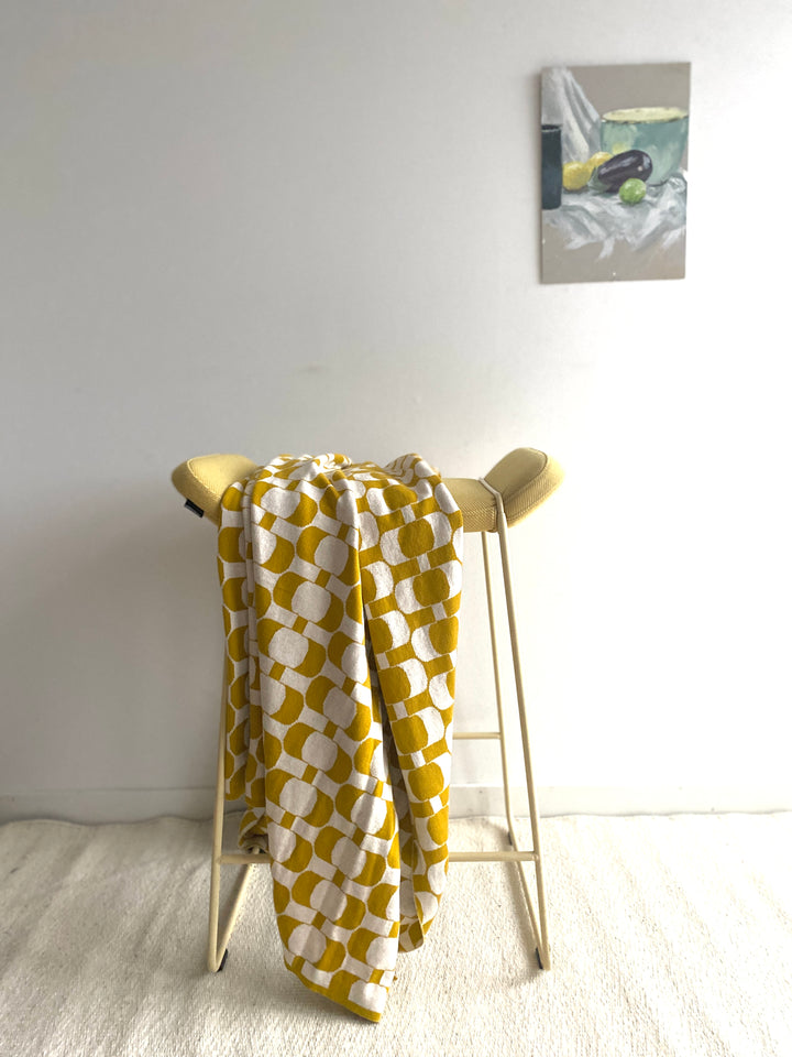 Edith Blanket Light Olive, Soft Jacquard Knitted Cotton