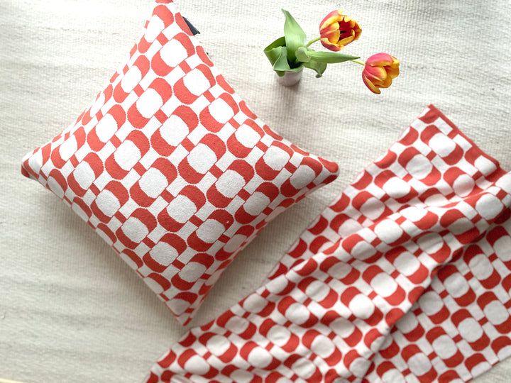 Edith Blanket Melon, Soft Jacquard Knitted Cotton