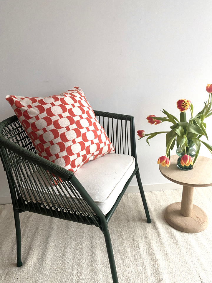 Edith Pillow-Cover Melon, Soft Jacquard Knitted Cotton