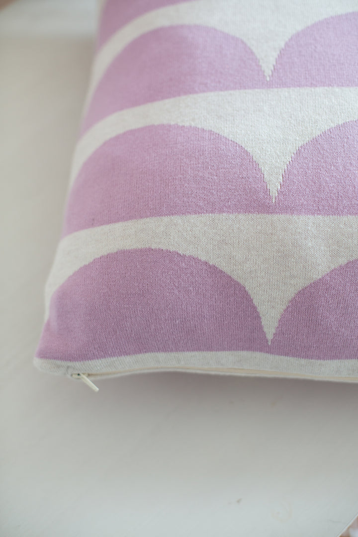 Kamelia Pillow-Cover Purple, Soft Jacquard Knitted Cotton