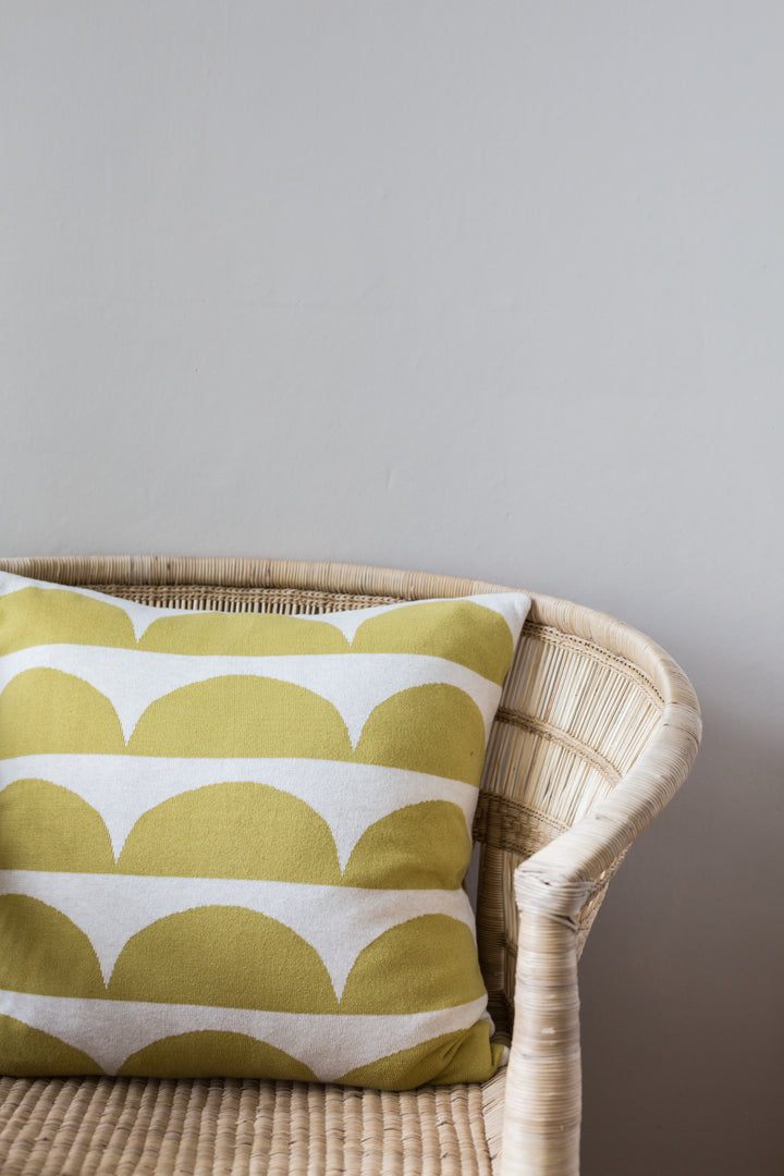 Kamelia Pillow-Cover Olive, Soft Jacquard Knitted Cotton