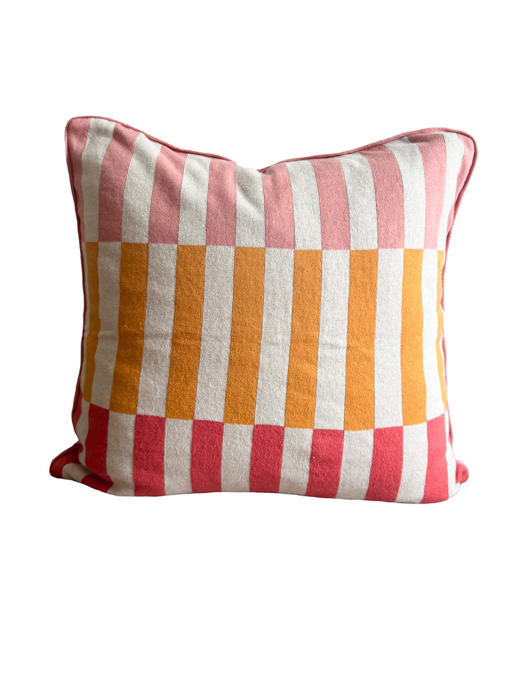 Mojo Pillow-Cover Pink,  Soft Jacquard Knitted Cotton. Available April 1.st