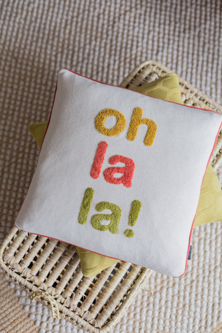 Ohlala Pillow Red, Punch Needle Embroidery