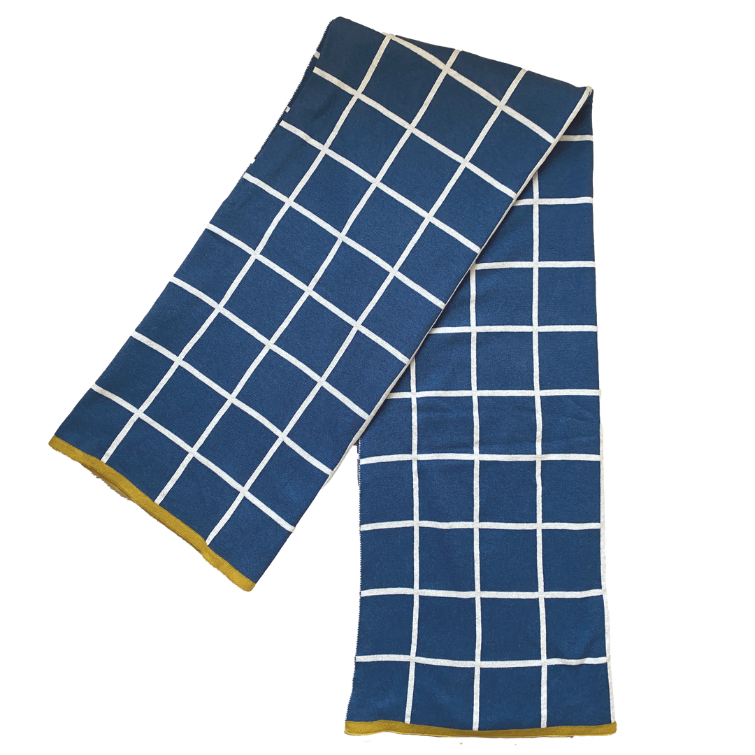 Todden Blanket Blue, Soft Jacquard Knitted Cotton