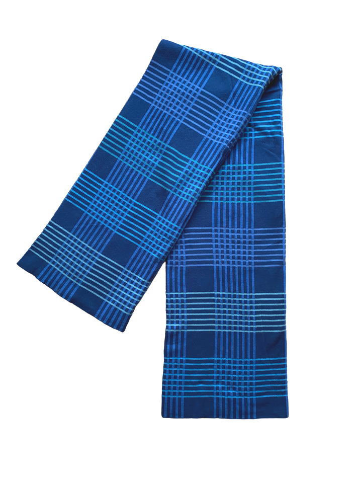 Ruth Blanket Blue, soft jacquard knitted cotton