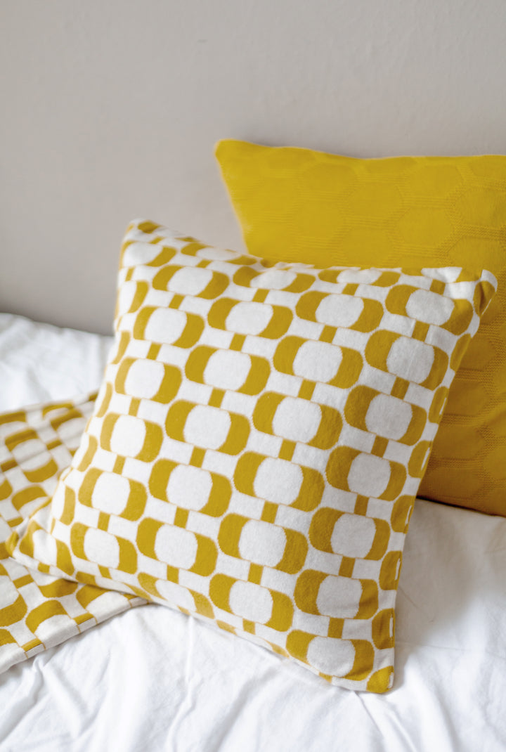 Edith Pillow-Cover Lightolive, Soft Jacquard Knitted Cotton
