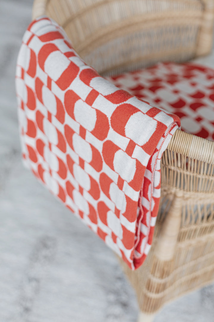 Edith Blanket Melon, Soft Jacquard Knitted Cotton