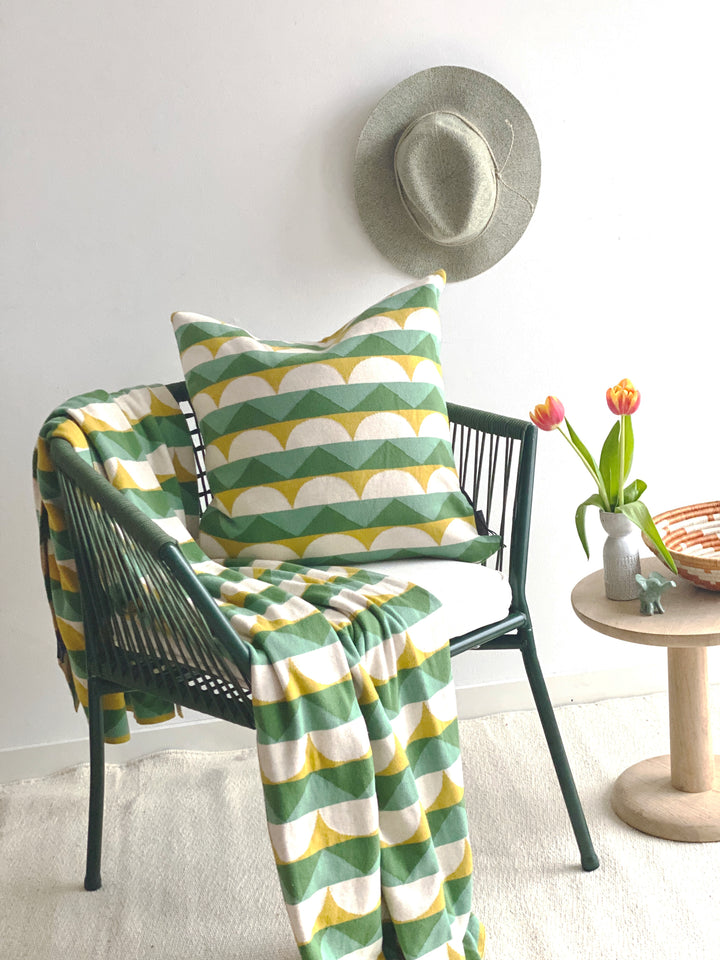 Toby Pillow-Cover Green, Soft Jacquard Knitted Cotton