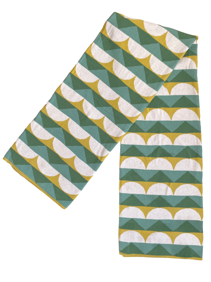 Toby Blanket Green, Soft Jacquard Knitted Cotton