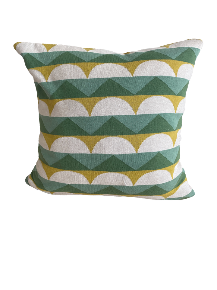 Toby Pillow-Cover Green, Soft Jacquard Knitted Cotton