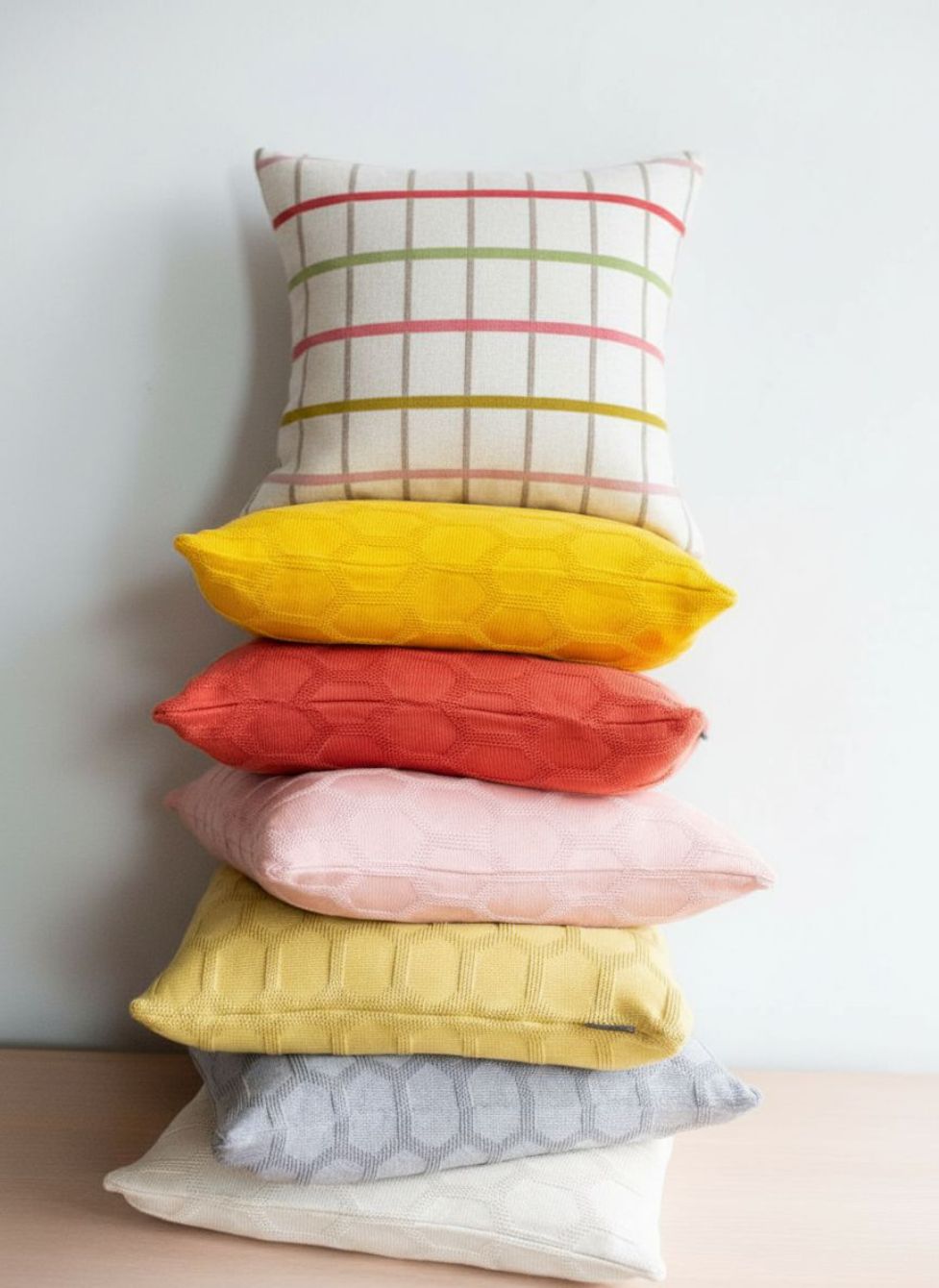 Mina Pillow-Cover Red,  Soft Jacquard Knitted Cotton