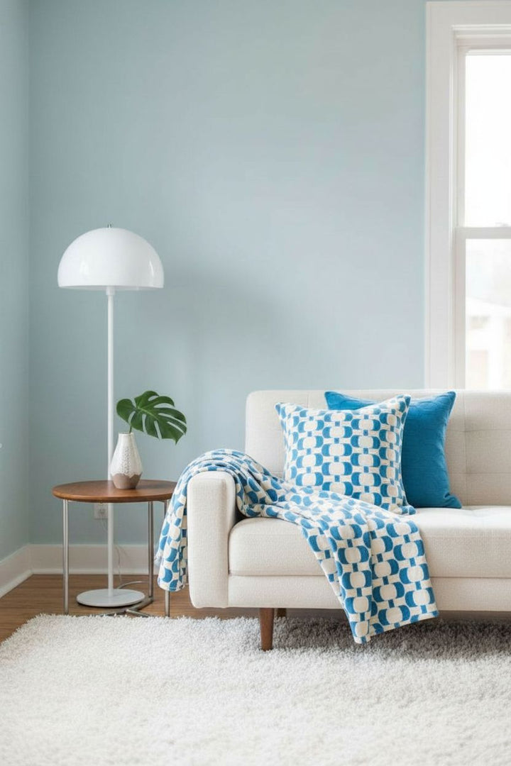 Edith Blue Jacquard Throw – Soft Brushed Cotton