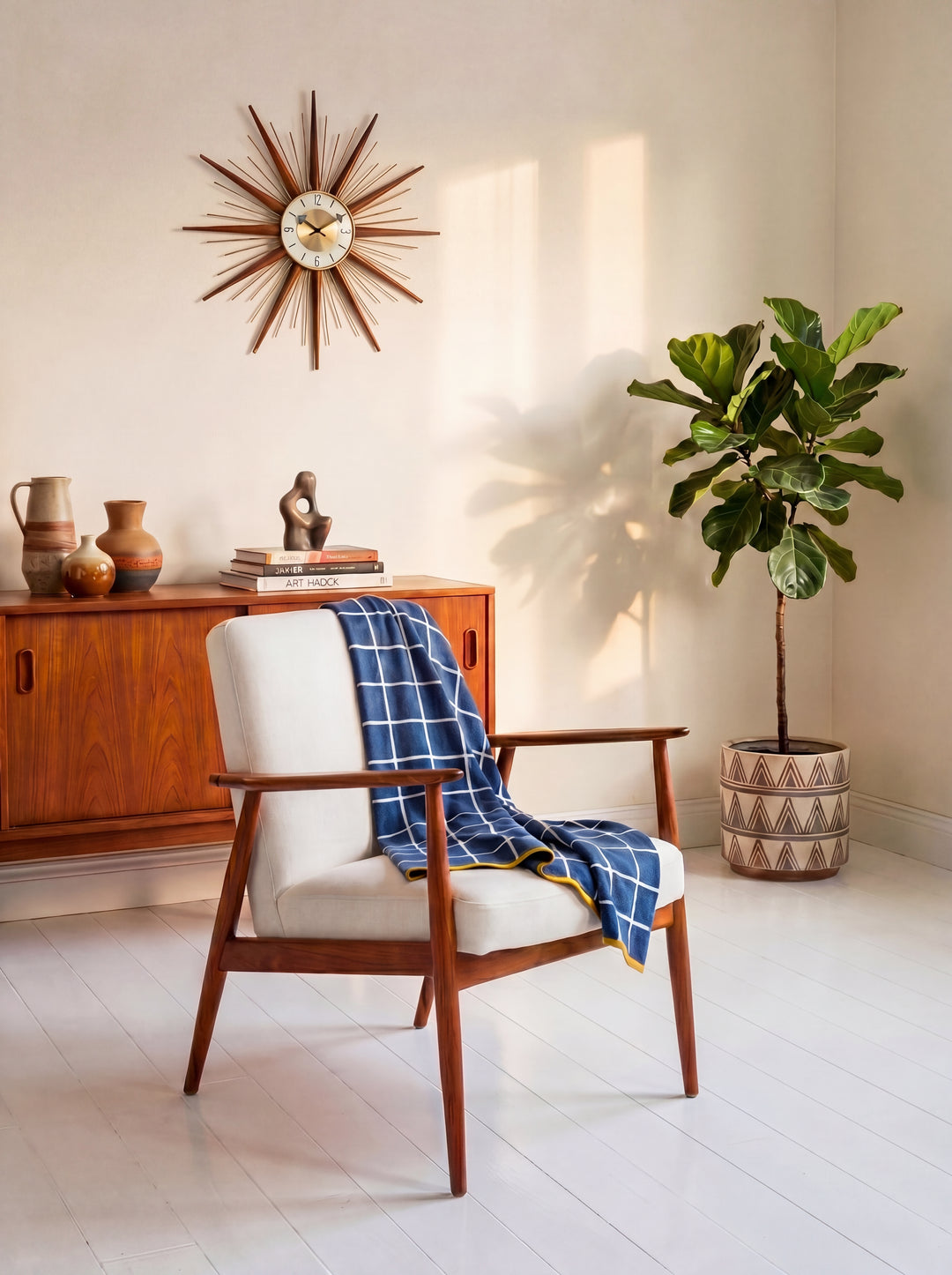 Todden Blue Jacquard Throw – Soft Brushed Cotton
