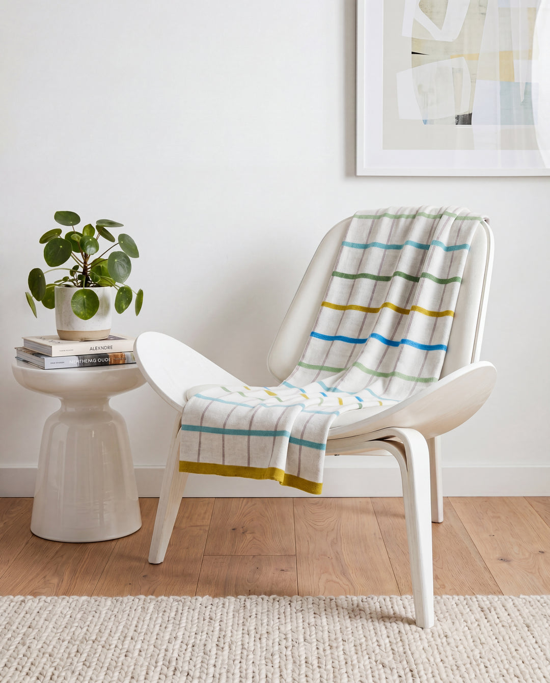 Mina Blue Jacquard Throw – Soft Brushed Cotton