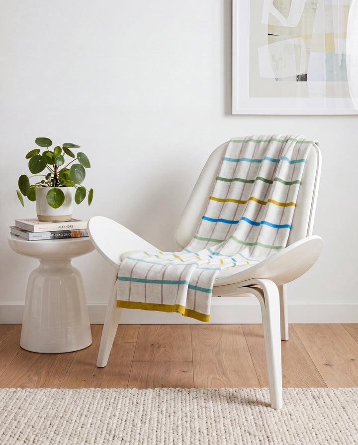 Mina Blue Jacquard Throw – Soft Brushed Cotton
