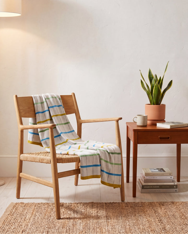Mina Blue Jacquard Throw – Soft Brushed Cotton