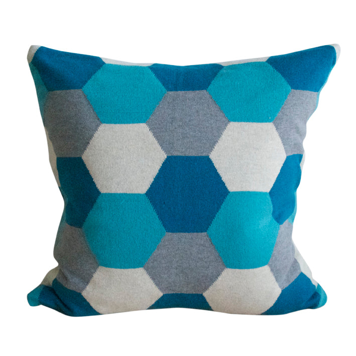 Oskar Cushion-Cover Petrol, Soft Jacquard Knitted Cotton