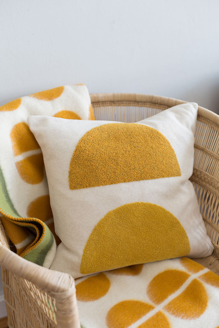 Mona Pillow Yellow, Punch Needle Embroidery
