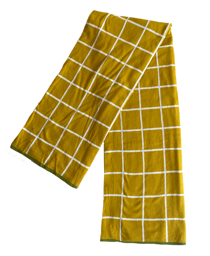 Todden Blanket Yellow, Soft Jacquard Knitted Cotton