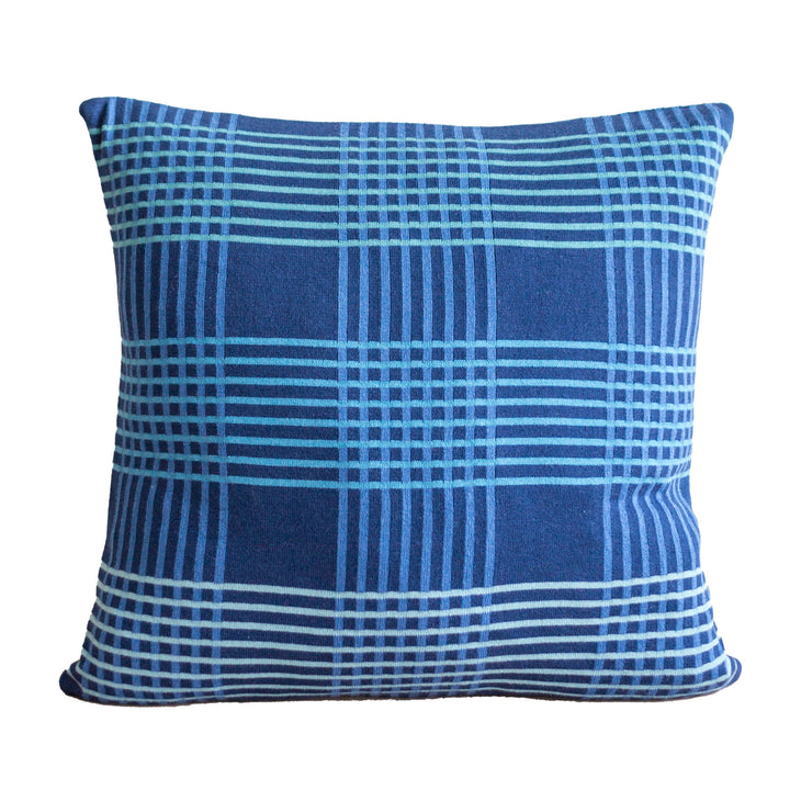 Ruth Pillow Blue, Soft Jacquard Knitted Cotton